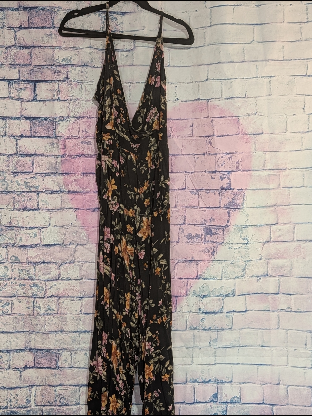 Black Floral Jumpsuit  with Spaghetti Straps
